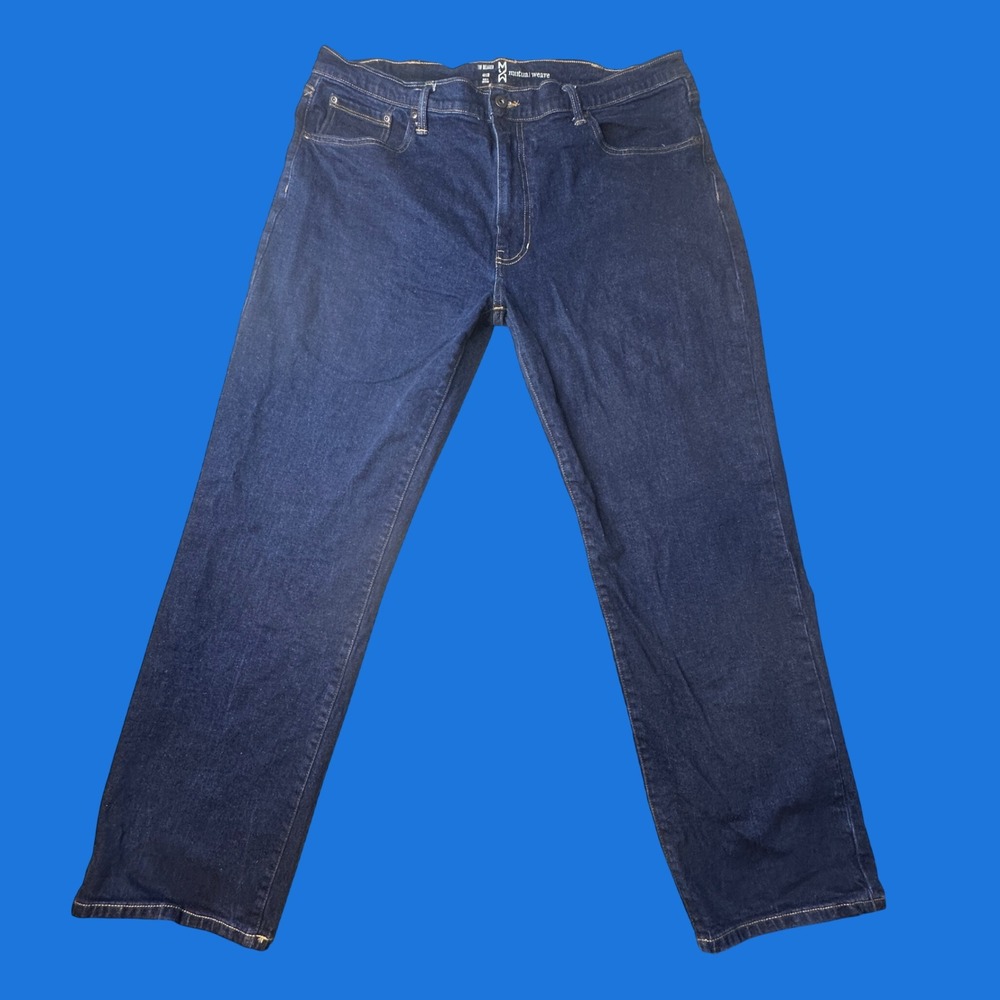 Mutual Weave Jeans Mens 40x32 (42x30) Blue The Relaxed Dark Wash Stretch Denim